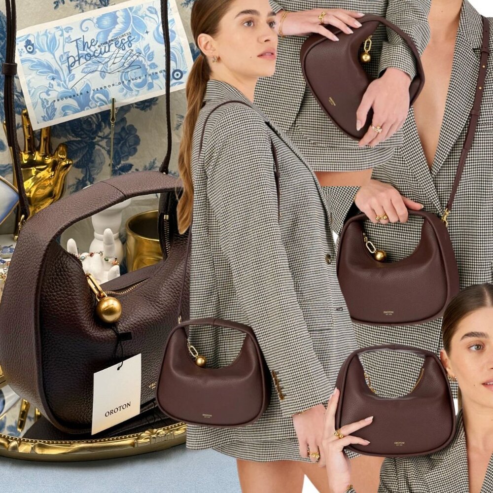 Oroton Clara Mini Zip Brown Crossbody Bag NWT